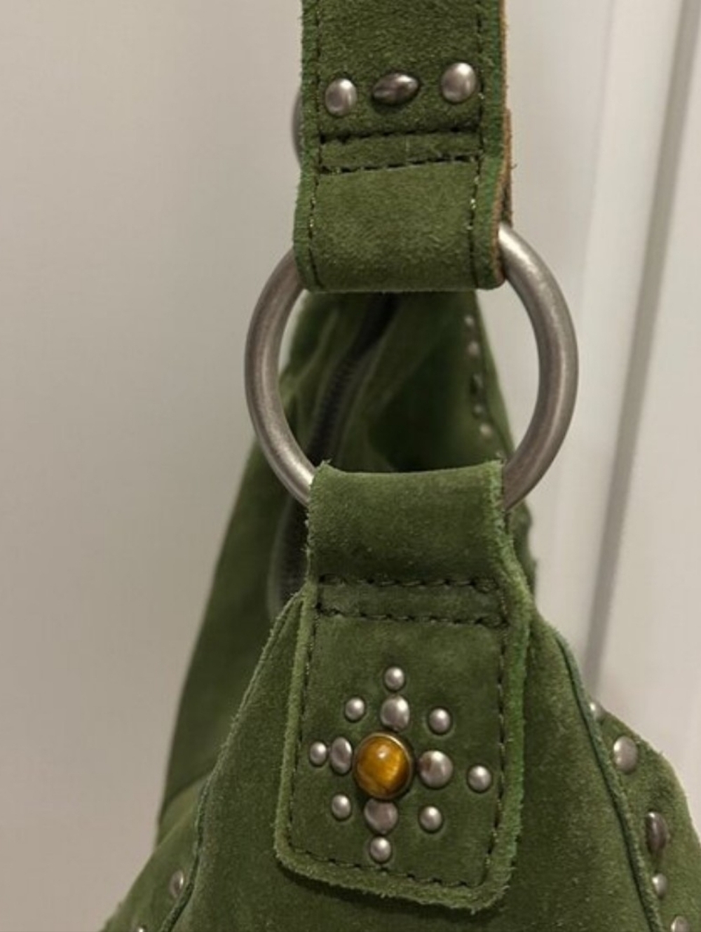 LUCKY BRAND green suede hobo shoulder bag - Picture 4 of 7